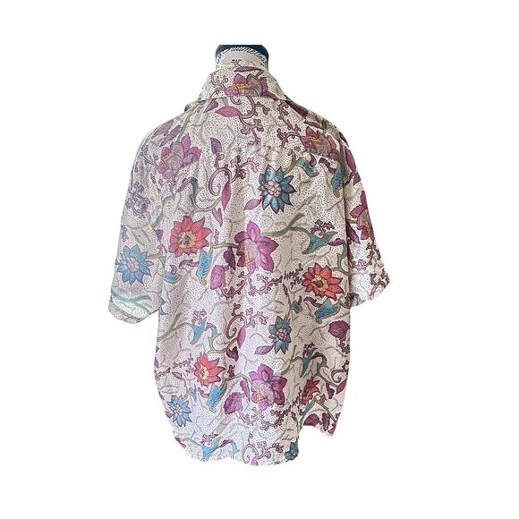 Vintage OSCAR DE LA RENTA Expression Women’s Floral Blouse 100% silk Size 2X - Picture 2 of 9